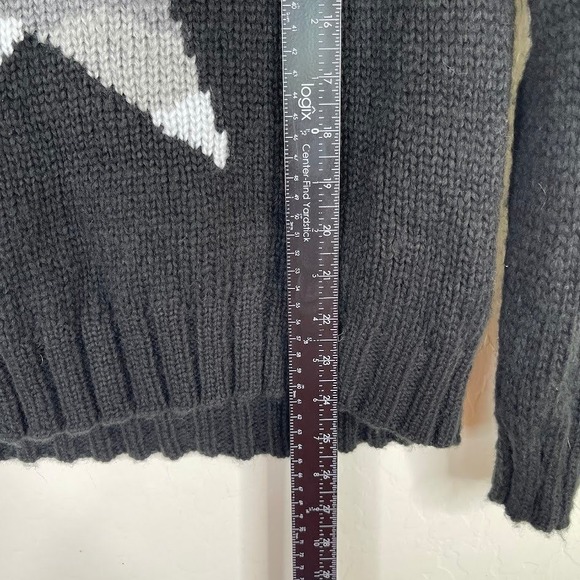 Wooden Ships Mohair Wool Camo‎ Star Print Open Knit Sweater Coastal Black XS/S - Picture 8 of 10